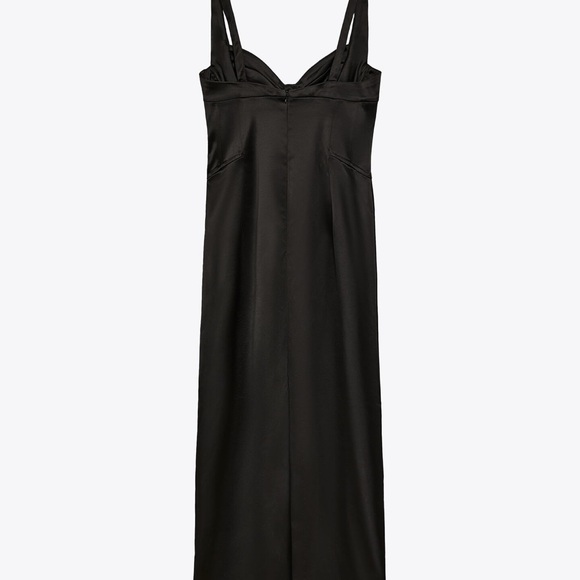 Black Satin Chemise with Sweetheart Neckline - Picture 1 of 7